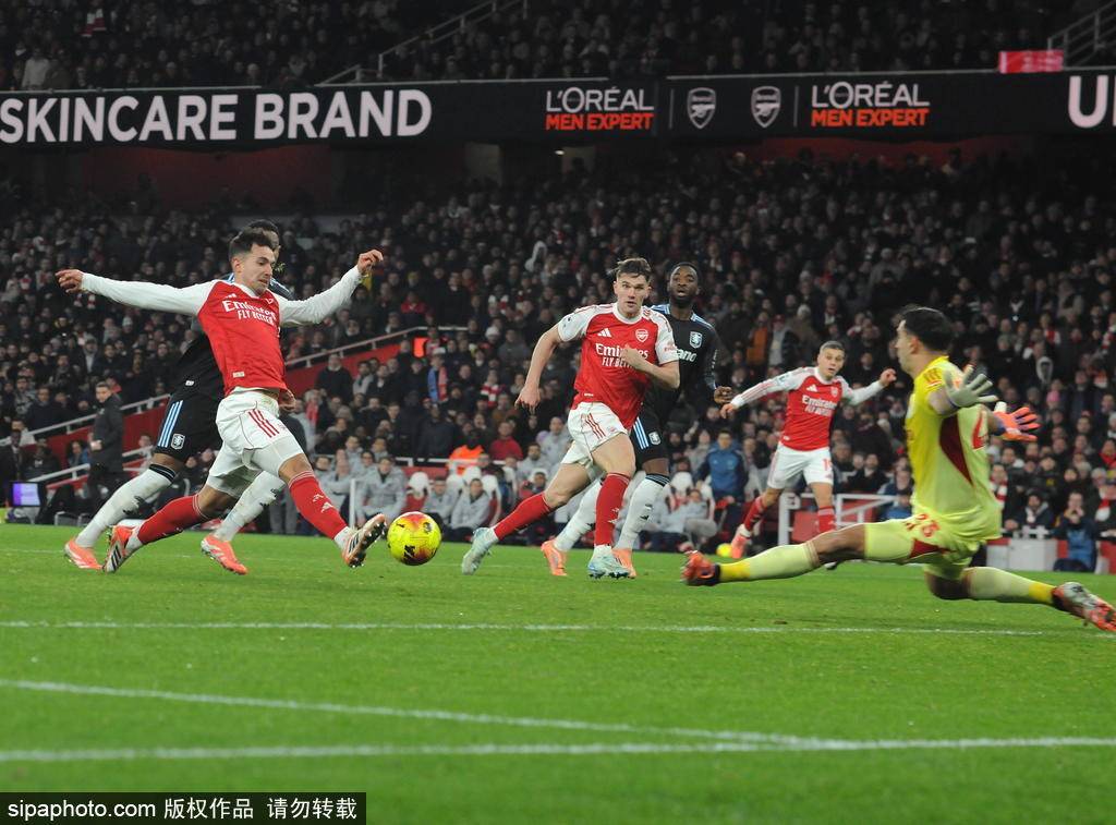 英超-加布里埃尔破门特罗萨德传射 阿森纳4-1大胜维拉
